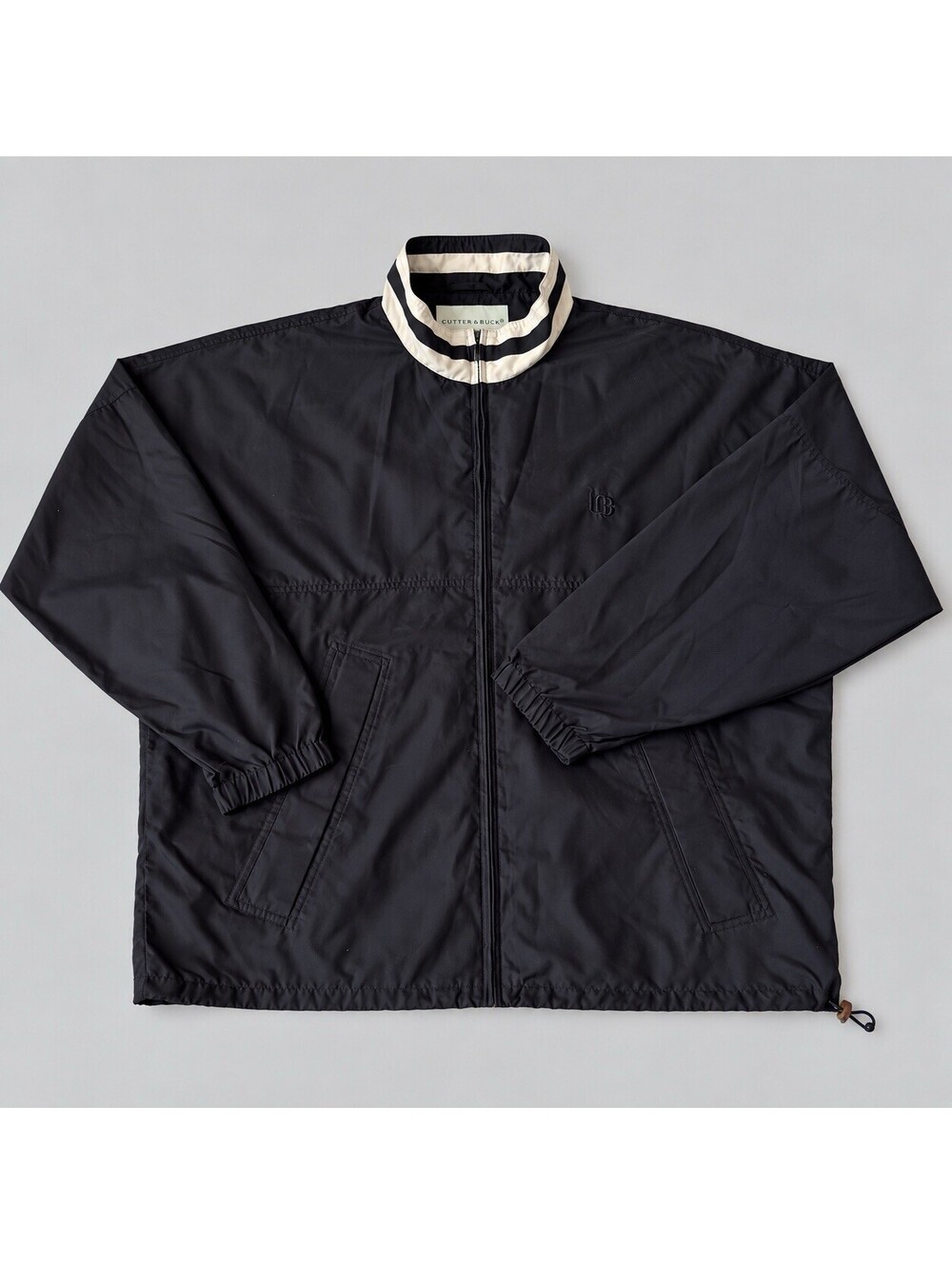 Vintage Cutter & Buck Black Full Zip Windbreaker Golf Lightweight Jacket Men XL